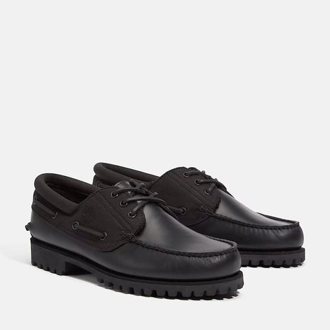 Authentic Boat Shoe Negro | Negro total de piel flor entera