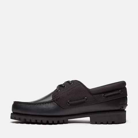Authentic Boat Shoe Negro | Negro total de piel flor entera