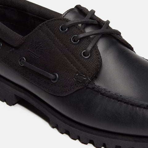 Authentic Boat Shoe Negro | Negro total de piel flor entera