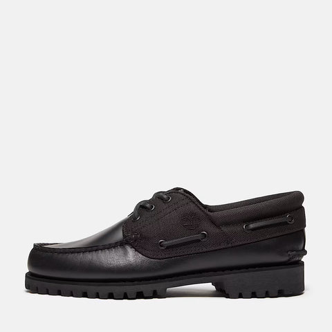 Authentic Boat Shoe Negro | Negro total de piel flor entera
