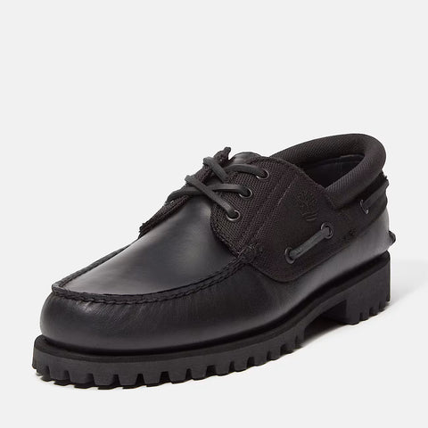 Authentic Boat Shoe Negro | Negro total de piel flor entera